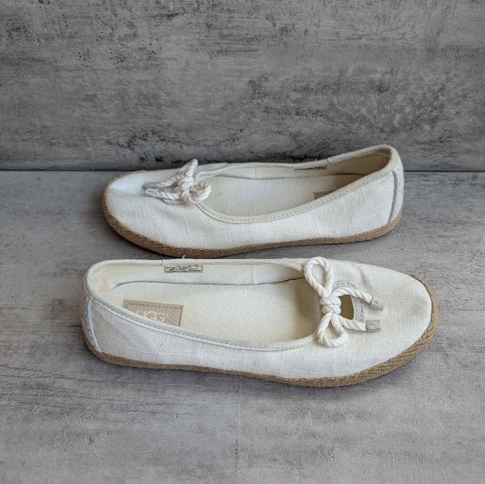 UGG Syleste Espadrille Women's Seagull White Canvas Slip On Flats Loafers Shoe 7 - Picture 2 of 11